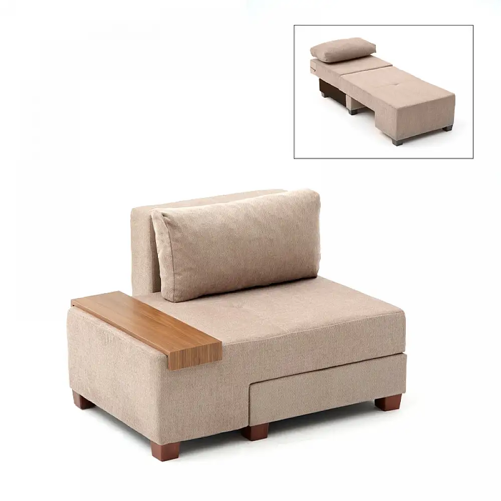 Πολυθρόνα - κρεβάτι Perenna Megapap υφασμάτινη χρώμα μπεζ 116x93x83εκ. | PRGP043-0084,6