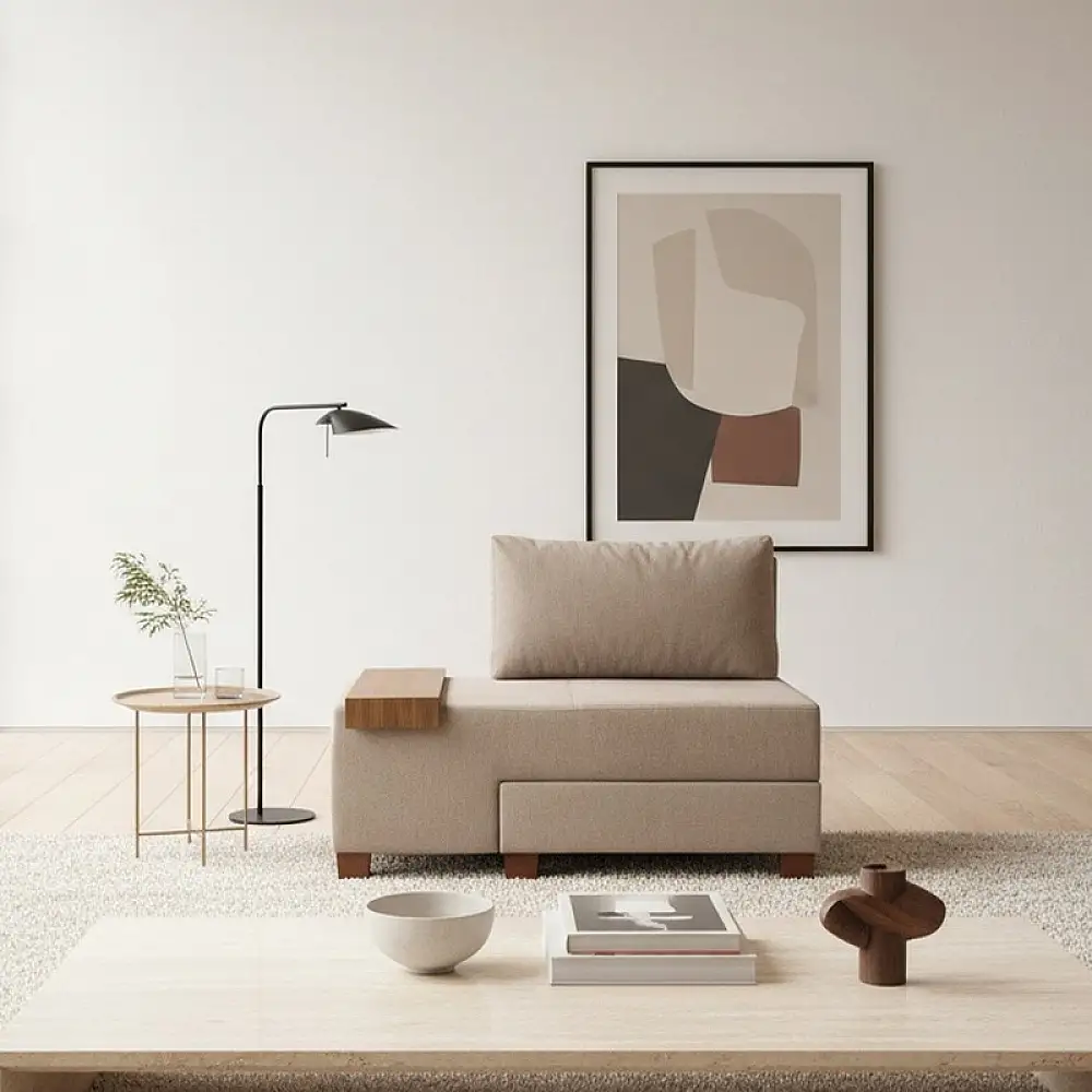 Πολυθρόνα - κρεβάτι Perenna Megapap υφασμάτινη χρώμα μπεζ 116x93x83εκ. | PRGP043-0084,6