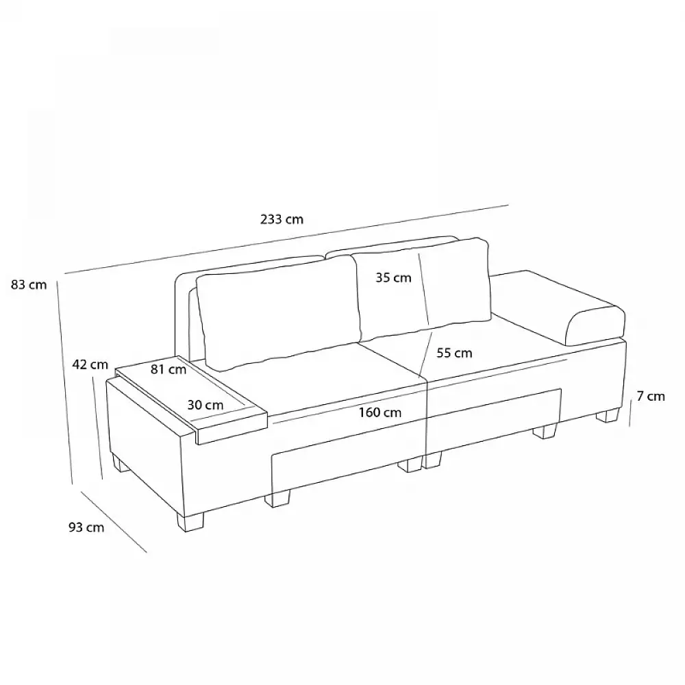 Καναπές - κρεβάτι πολυμορφικός Perenna Megapap τριθέσιος υφασμάτινος χρώμα κρεμ 233x93x83εκ. | PRGP043-0086,1