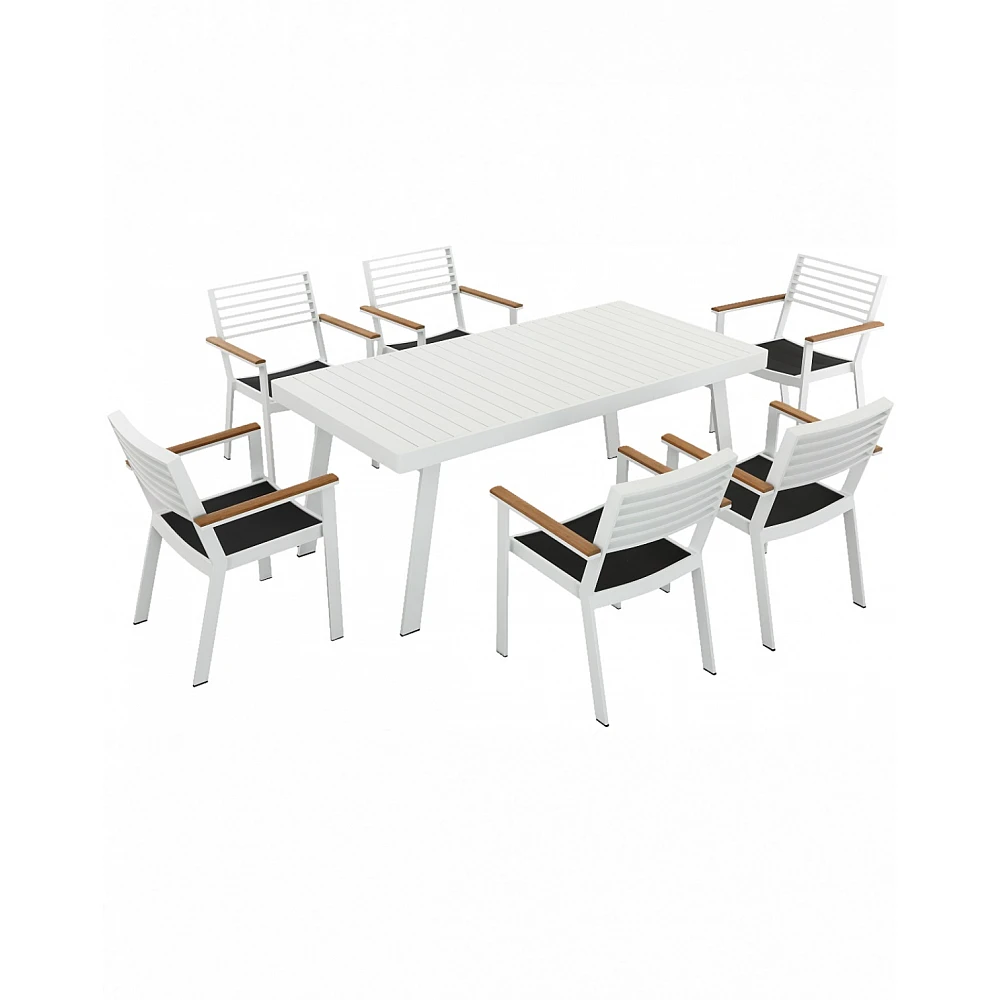 York/T 180x90x76cm White Table - Αλουμίνιο - 180x90x76 cm