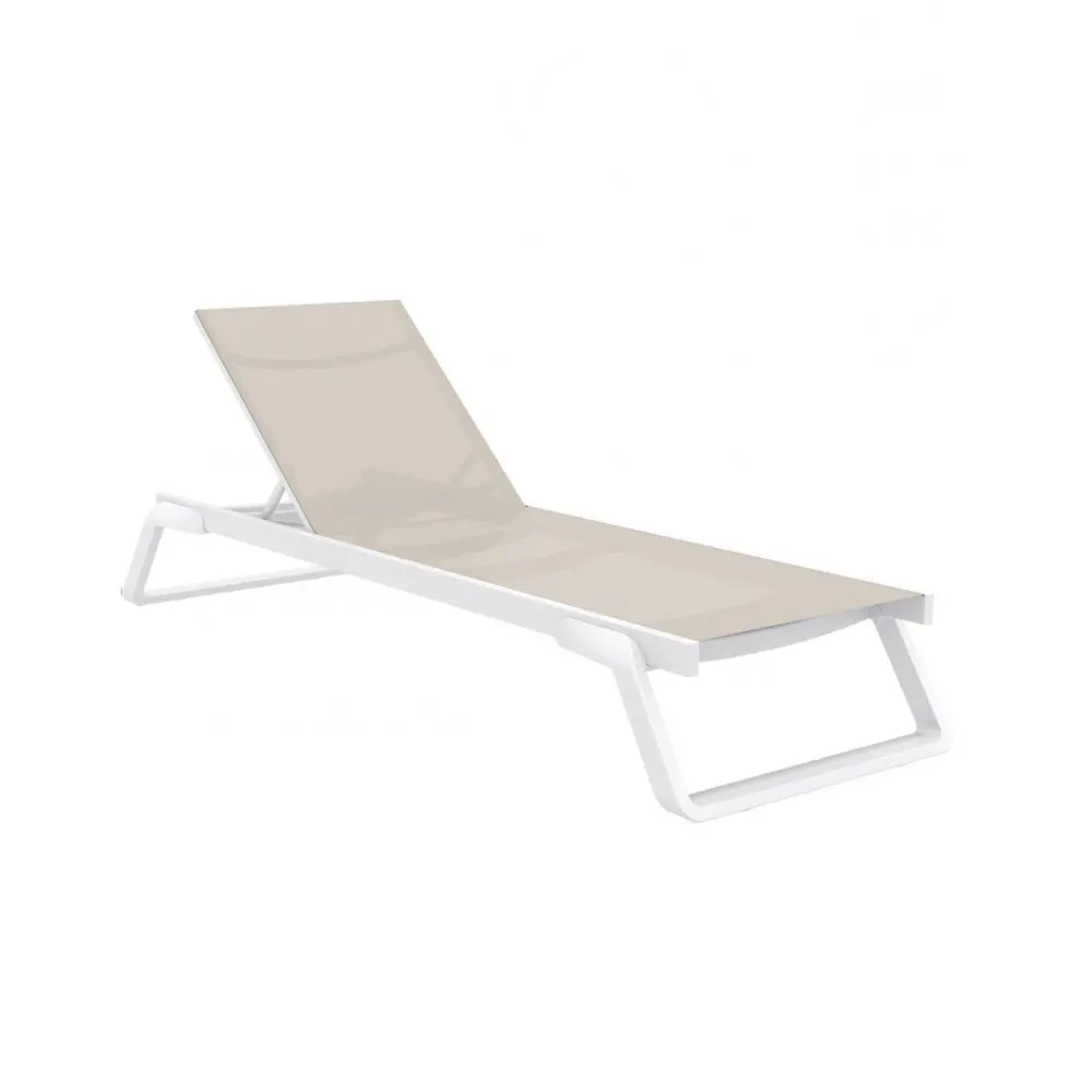 Tropic-2 Sun-Lounger White-Cappuccino - Πολυπροπυλένιο - 210x72x31 cm