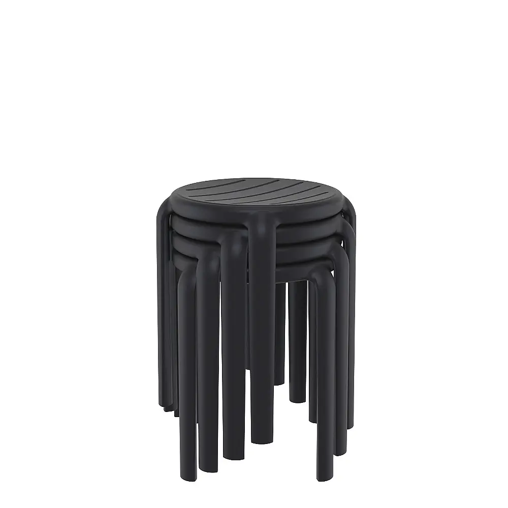 Tom/S-45cm Stool Black PL - Πολυπροπυλένιο - 34x34x45 cm