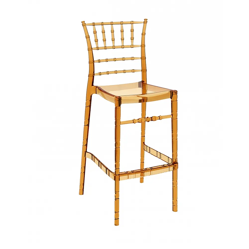 Chiavari/ST-S Barstool Transparent Gold - Πολυκαρμπονικό - 52x48x113 cm