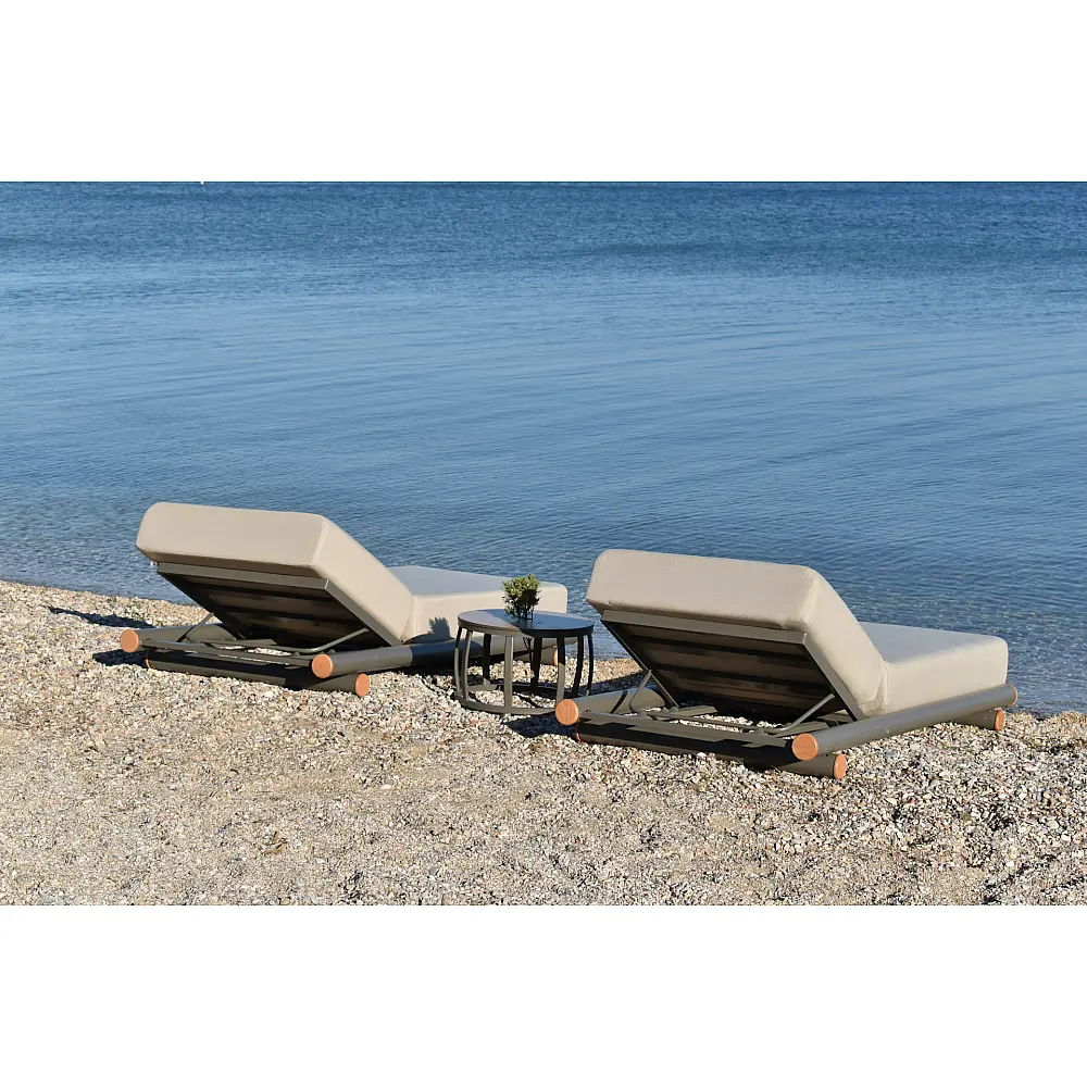 Cayenne/Taupe Aluminum Sun-Lounger - Αλουμίνιο - 200x92.5x35 cm