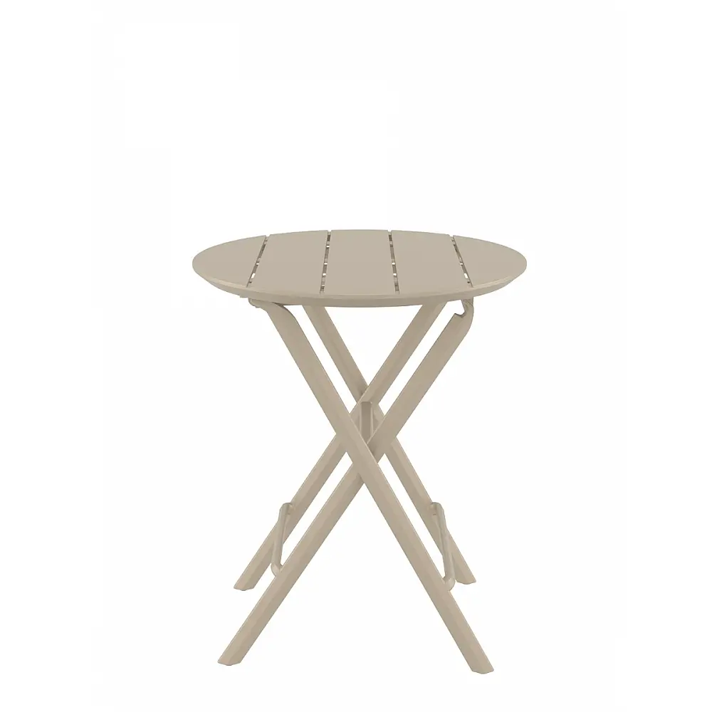 Helen/T-R60cm Folding Table Taupe - Πολυπροπυλένιο - 60x60x74 cm