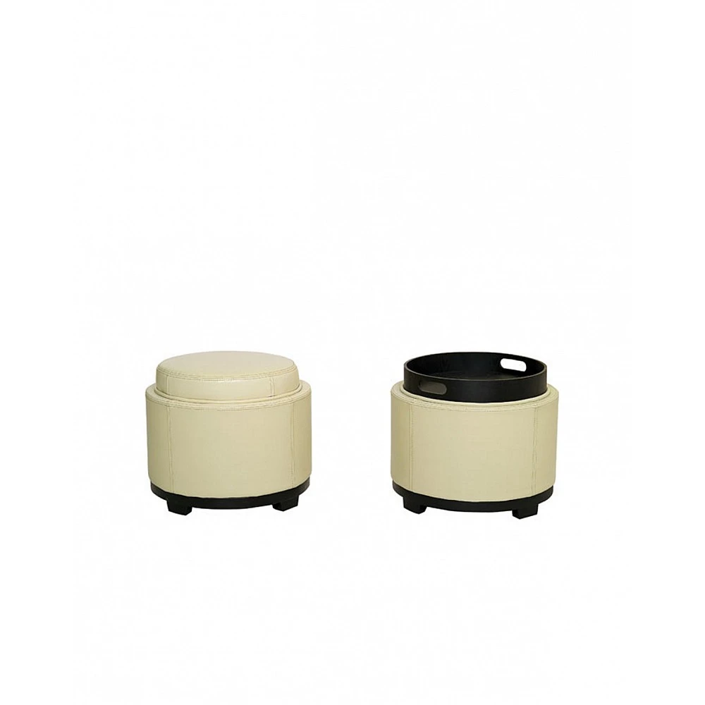 Stool Pouf/R Ecru