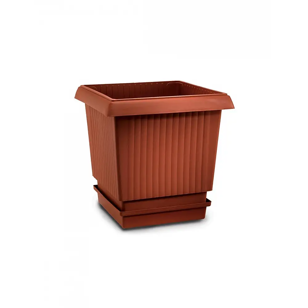 Γλάστρα ΙΩΝΙΑ τετρ. με πιάτο 40Χ43 τερακότα - 10.04.0199