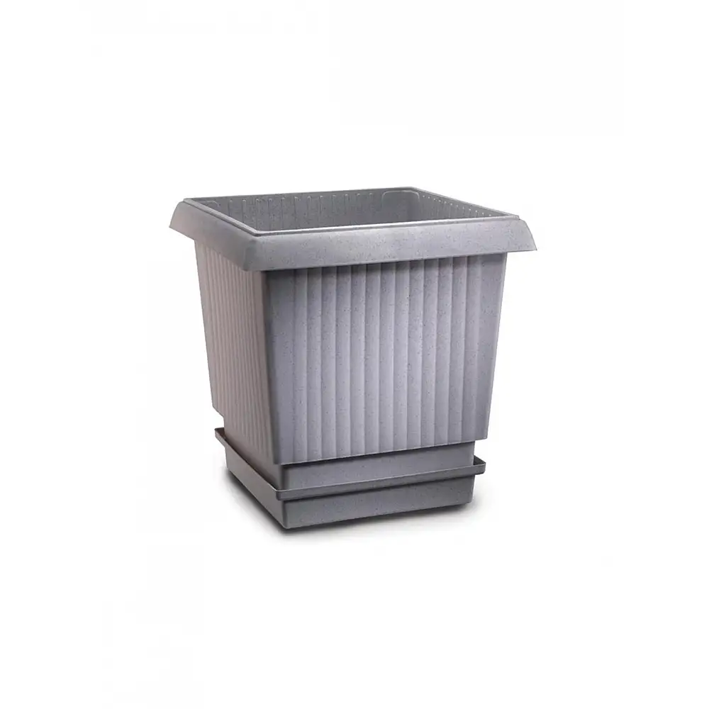 Γλάστρα ΙΩΝΙΑ τετρ. με πιάτο 40Χ43 γρανίτης - 10.04.0199W