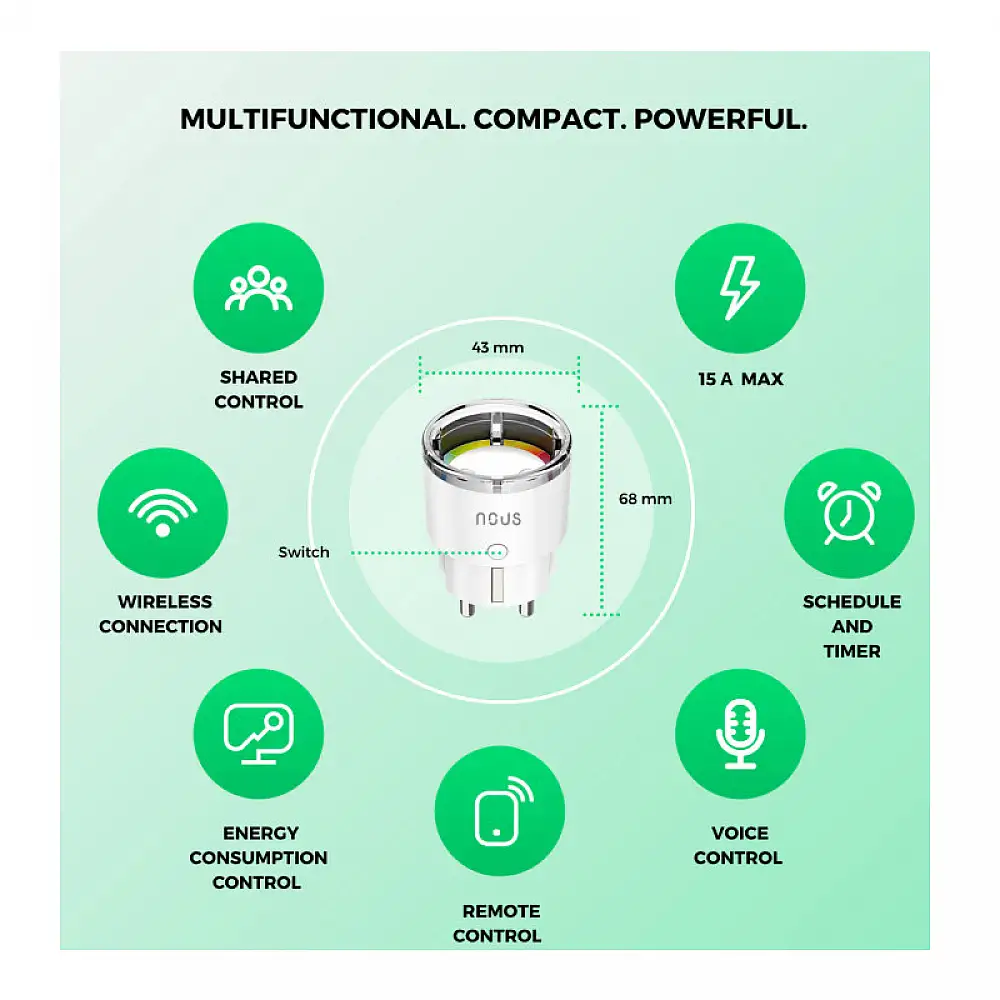 Μονή Εξωτερική Smart Πρίζα Ρεύματος WiFi A1 NOUS 5907772033210