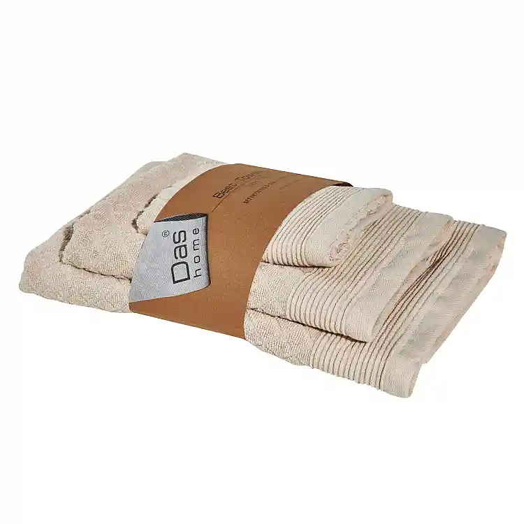 DAS HOME Σετ Πετσέτες 3τμχ Best 0683 Μπεζ 530708180683