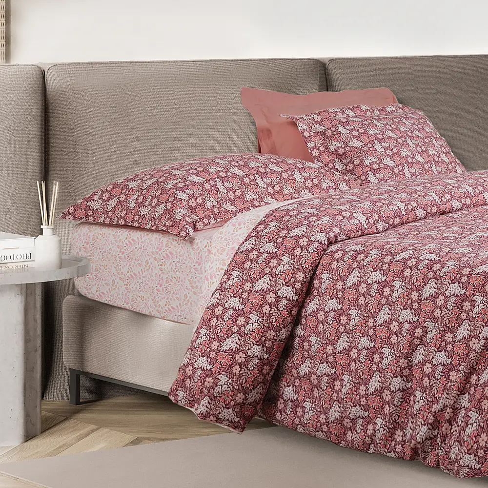 DAS HOME Σετ Υπέρδιπλή Παπλωματοθήκη Casual Bordeaux & Nude 406009205433