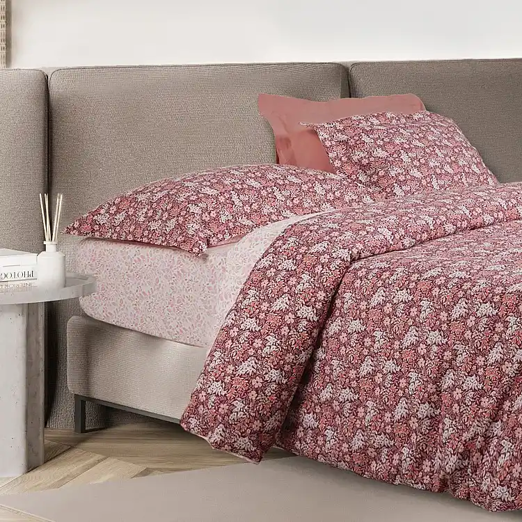 DAS HOME Σετ Υπέρδιπλή Παπλωματοθήκη Casual Bordeaux & Nude 406009205433