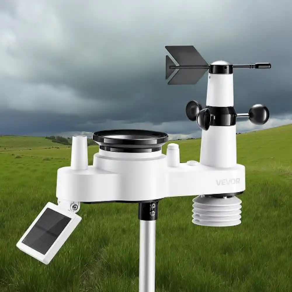 VEVOR 7-σε-1 Wi-Fi Μετεωρολογικός Σταθμός, Οθόνη TFT 177.8 mm, Ασύρματος Ηλιακός Εξωτερικός Αισθητήρας, Βροχόμετρο, Εσωτερικού-Εξωτερικού για Πρόγνωση Καιρού, Ταχύτητα & Κατεύθυνση Ανέμου, Θερμοκρασία, Υγρασία, Βροχόπτωση TYNQXZWIFI75YOYUJ001V2
