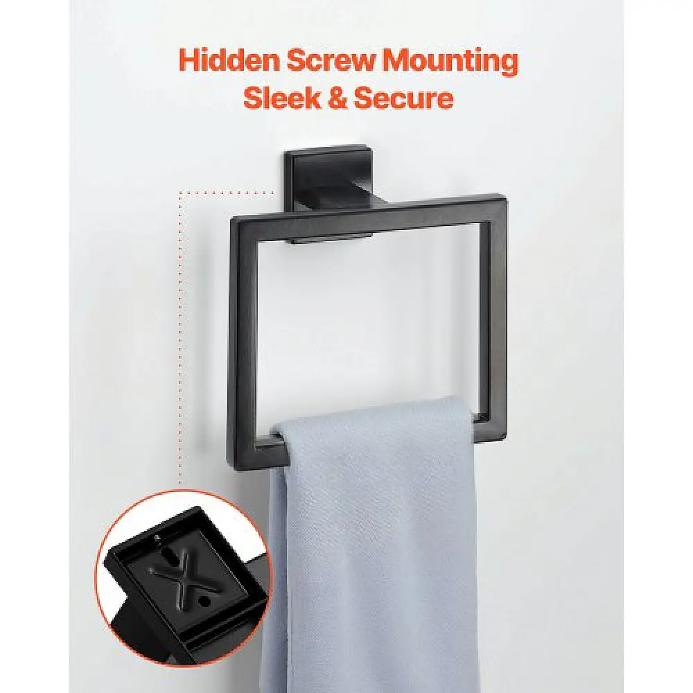 VEVOR Σετ Μαύρου Ματ Μπάνιου: 10τμχ, 2 Μπάρες 24" & Αξεσουάρ Τοίχου DGMJGTZ24INCKOXI8001V0