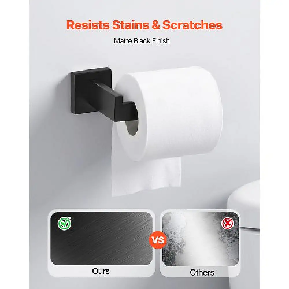 VEVOR Σετ Μαύρου Ματ Μπάνιου: 10τμχ, 2 Μπάρες 24" & Αξεσουάρ Τοίχου DGMJGTZ24INCKOXI8001V0