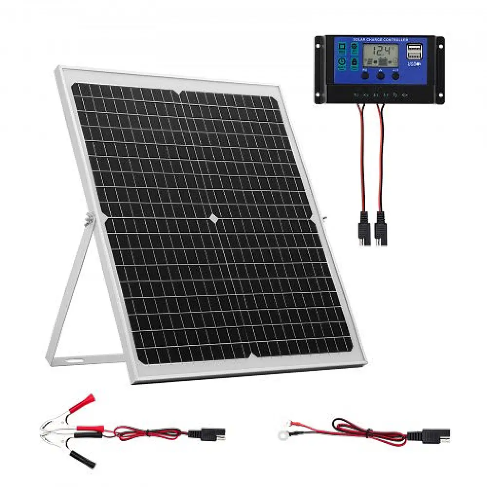 VEVOR Ηλιακός Φορτιστής Μπαταρίας 30W 12V με MPPT & Ρυθμιζόμενη Βάση, IP67 Αδιάβροχο για Αυτοκίνητο, Σκάφος, RV, Μηχανή ZJKXLDJG30WWQGYWF001Y3