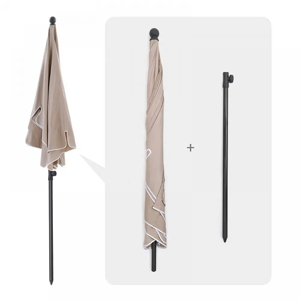 Ομπρέλα Δαπέδου από Ατσάλι 200 x 125 x 240 cm Χρώματος Taupe Songmics GPU25BR
