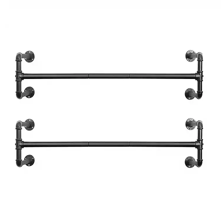 Σετ Επιτοίχιες Μεταλλικές Ράγες Ρούχων 110 x 30 x 29.3 cm 2 τμχ Songmics HSR64BK-02