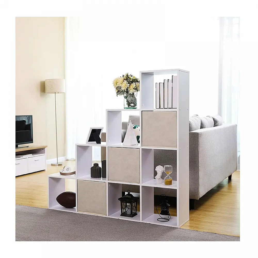 Ξύλινη Βιβλιοθήκη με 10 Ράφια 129.5 x 29 x 129.5 cm Χρώματος Λευκό VASAGLE LBC10WTV1