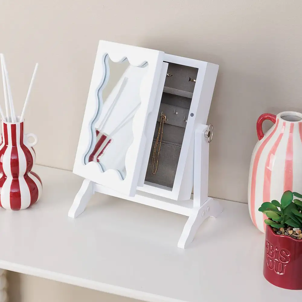 Atmosphera Κοσμηματοθήκη με Καθρέπτη 29x15x22 cm Λευκή 211546-White