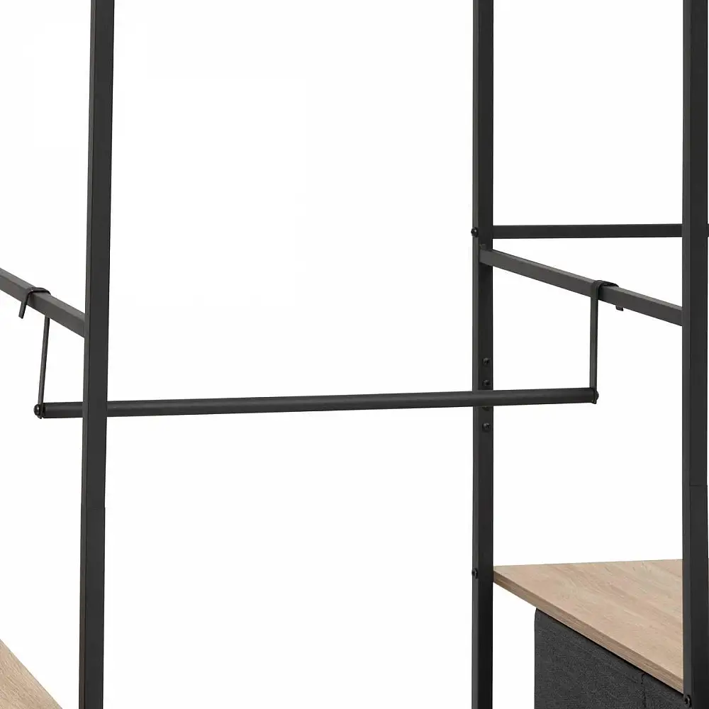 5FIVE Simply smart Μεταλλική Ντουλάπα "Tissa" 116 x 40 x 176 εκ με Ξύλινα Ράφια και Υφασμάτινα Συρτάρια 193595