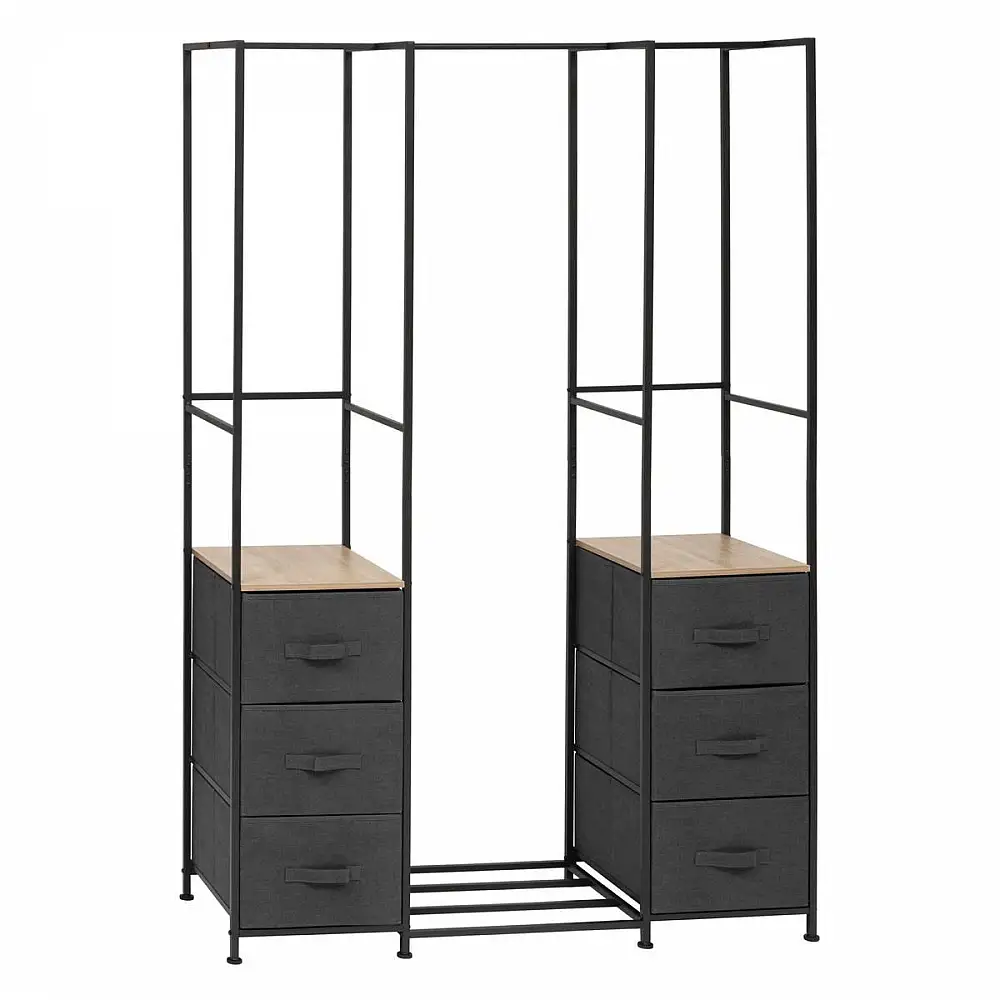 5FIVE Simply smart Μεταλλική Ντουλάπα "Tissa" 116 x 40 x 176 εκ με Ξύλινα Ράφια και Υφασμάτινα Συρτάρια 193595