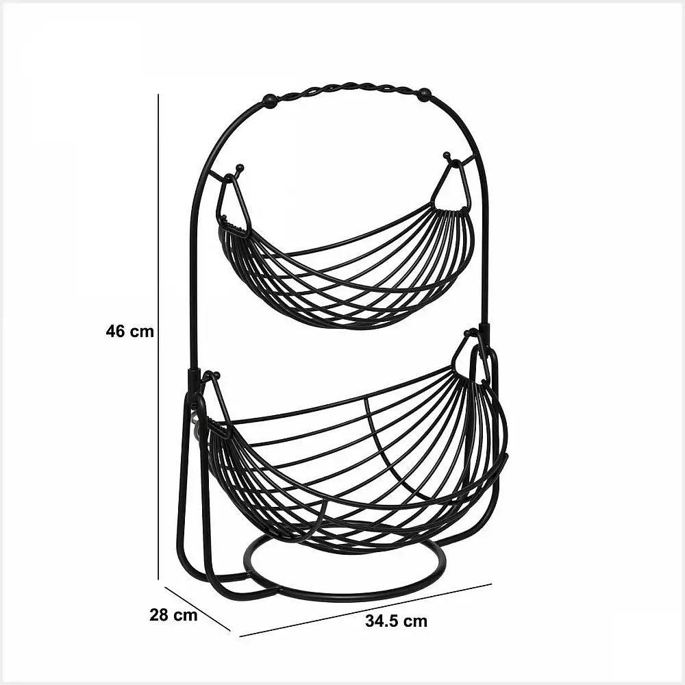 5FIVE Simply smart Καλάθι Φρούτων Δύο Επιπέδων "Black Edition" Μαύρο 190190