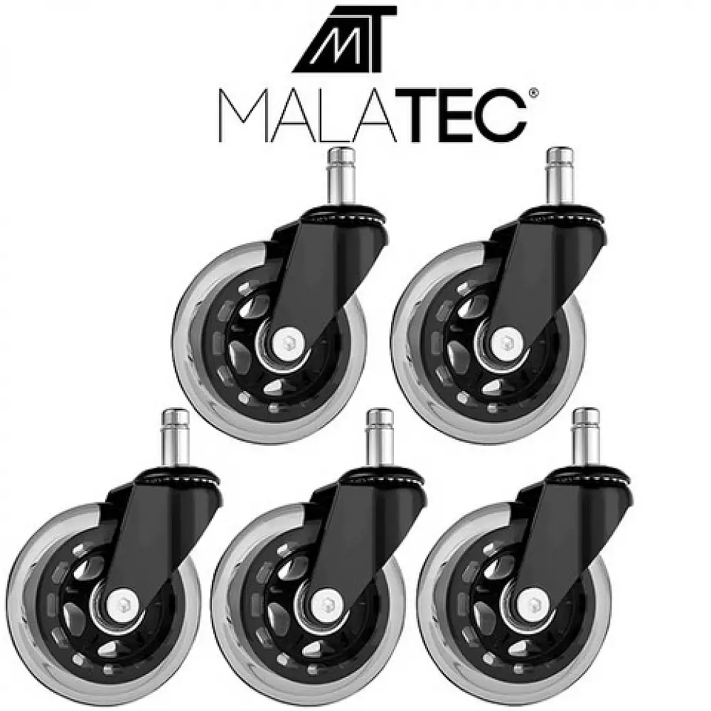Malatec Σετ 5 τμχ Αθόρυβες Ρόδες Καρεκλών για Ομαλή Προστασία Δαπέδου 22077