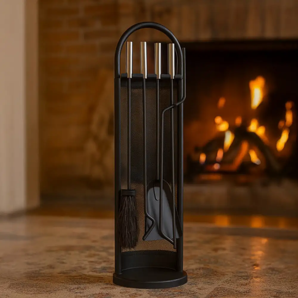 Kaminer Σετ Εργαλείων Τζακιού 5-σε-1 Απόχρωσης Μαύρο 25971