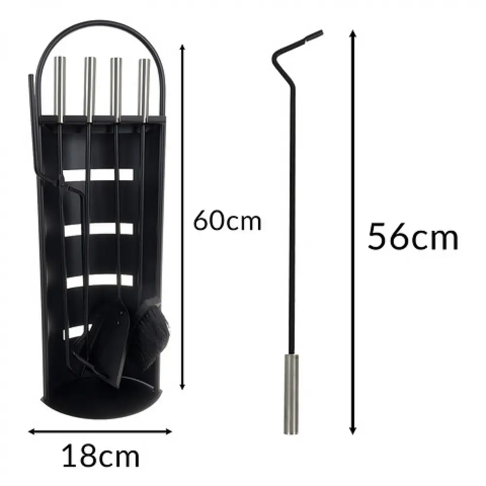 Kaminer Σετ Εργαλείων Τζακιού 5-σε-1 Απόχρωσης Μαύρο 25971