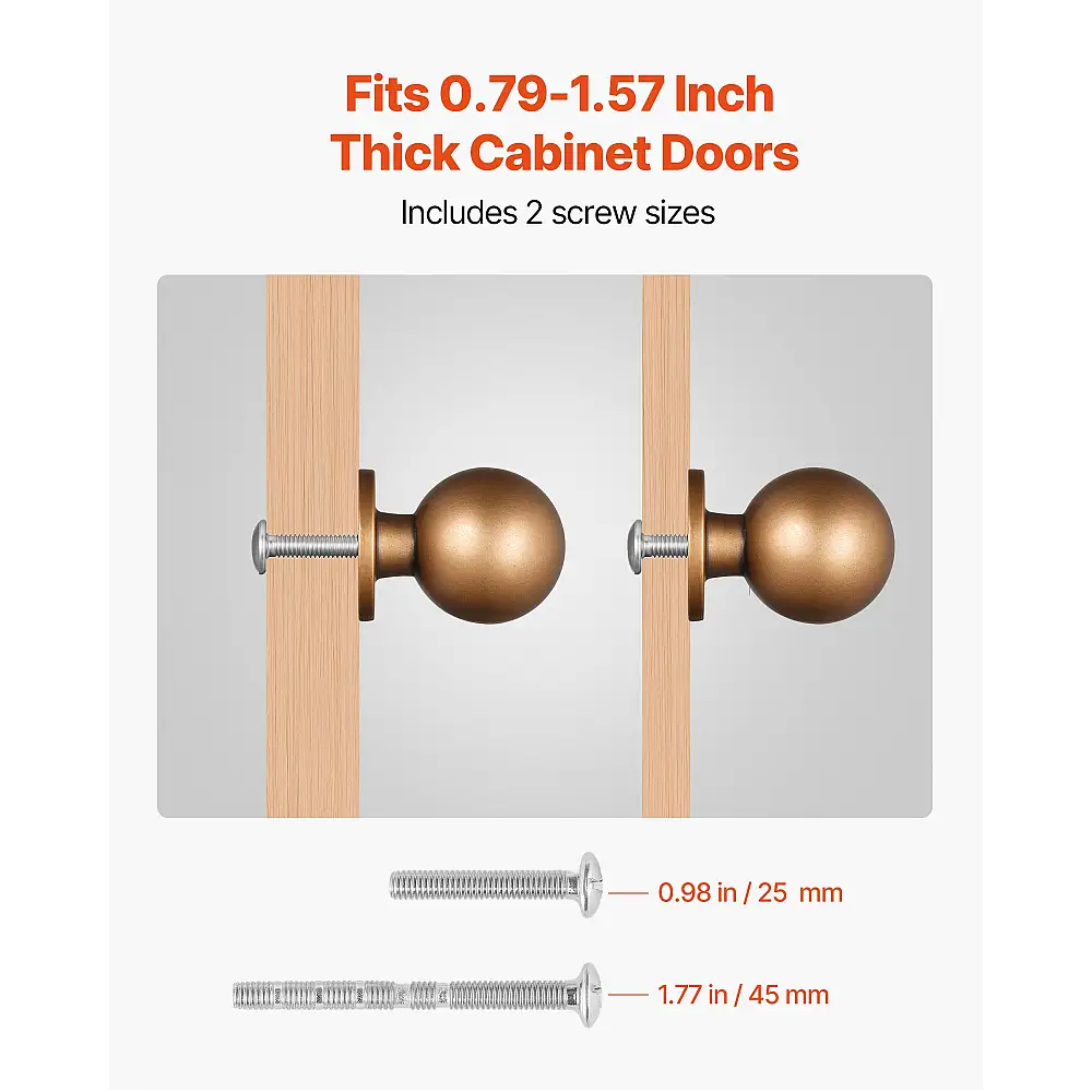 VEVOR Στρογγυλά Πόμολα Ντουλαπιών, Σετ 12 Τεμ., Ø25 x 32mm, Αντικέ Μπρονζέ CJXNYQ12PCS0E1OAF001V0