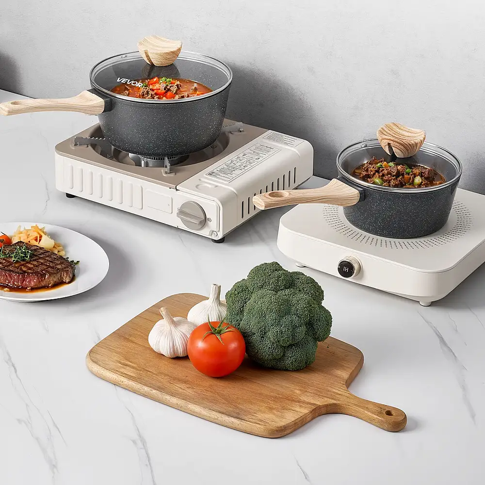 VEVOR Πολυχρηστική Κατσαρόλα 1.5 & 2.5 QT με Καπάκια – Μη Κολλητική Επιφάνεια, Συμβατή με Επαγωγικές Εστίες LZJG15QT25QTQSWB3001V0