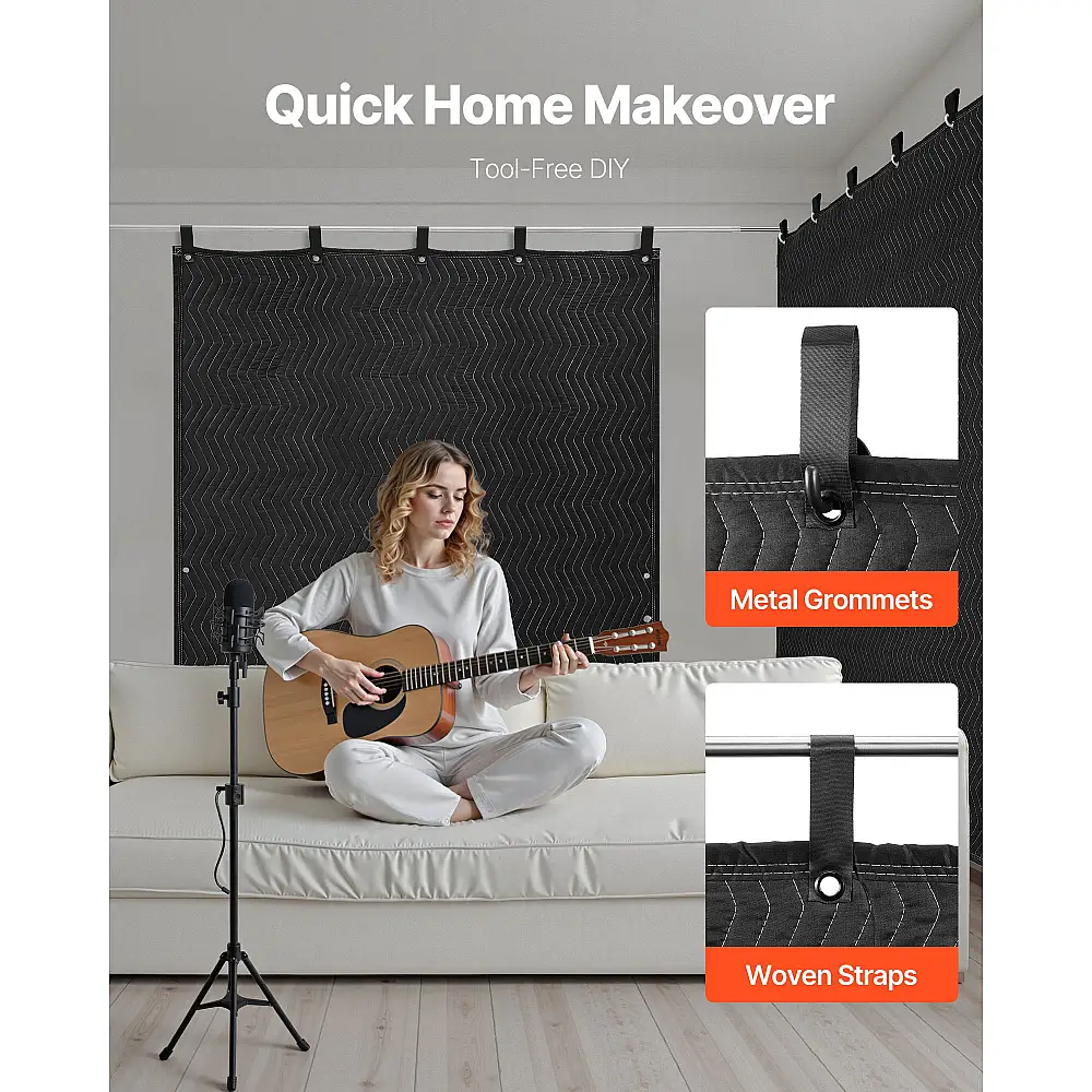 VEVOR Ηχομονωτική Κουβέρτα 80 x 48 in με Μεταλλικούς Κρίκους για Θερμομόνωση και Ηχοαπορρόφηση DCBYTL96W48I9SVVT001V0