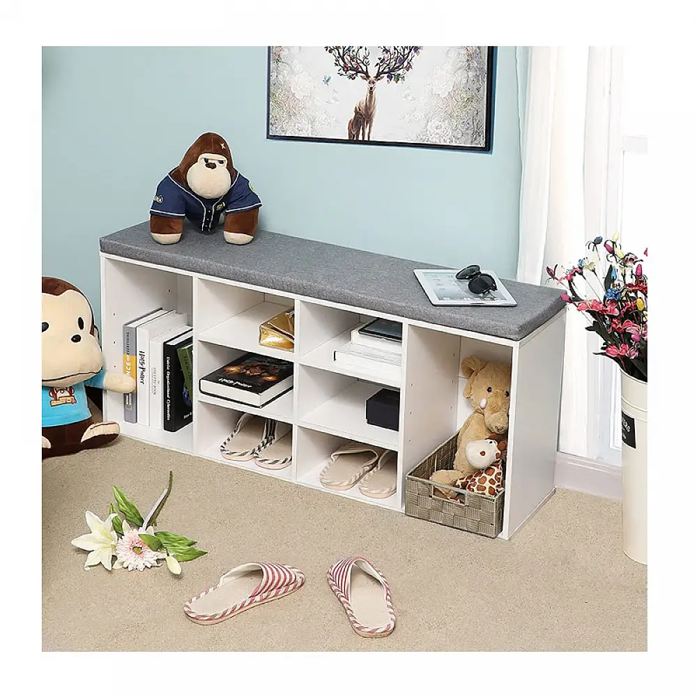 Πάγκος Αποθήκευσης Παπουτσιών με Μαξιλάρι και 10 Διαμερίσματα 104 x 30 x 48 cm Χρώματος Λευκό VASAGLE LHS10WT