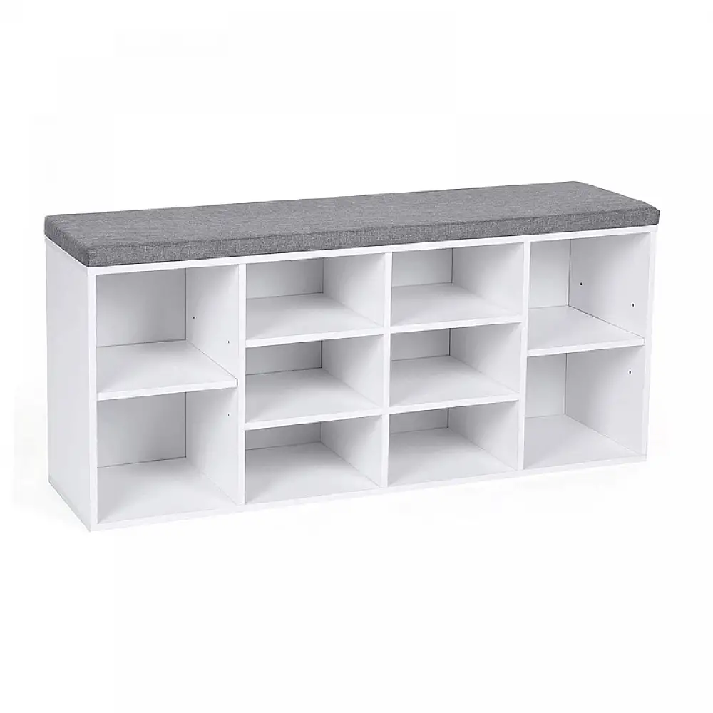 Πάγκος Αποθήκευσης Παπουτσιών με Μαξιλάρι και 10 Διαμερίσματα 104 x 30 x 48 cm Χρώματος Λευκό VASAGLE LHS10WT
