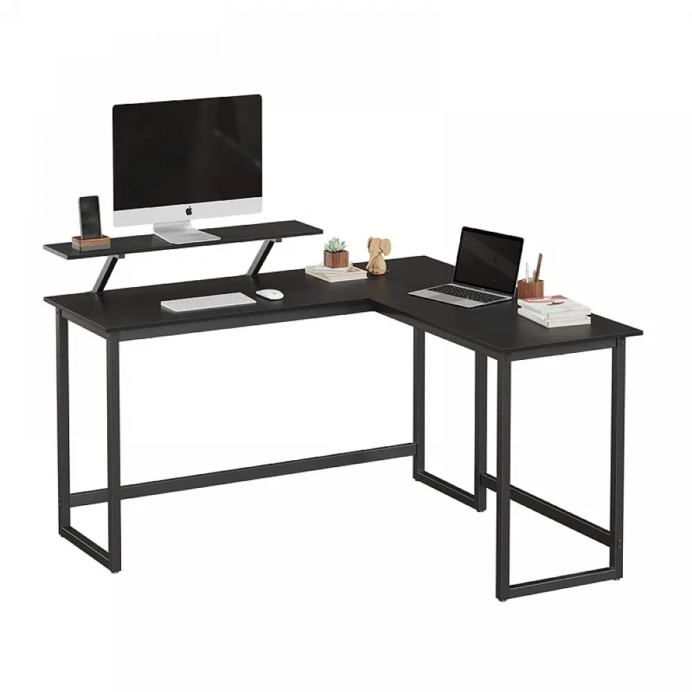 Γωνιακό Μεταλλικό Γραφείο 140 x 130 x 76 / 91.5 cm Χρώματος Μαύρο VASAGLE LWD56BK