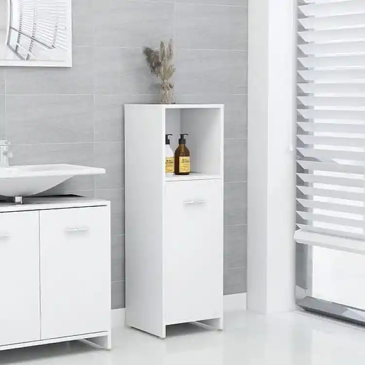 vidaXL Στήλη Μπάνιου Λευκή 30 x 30 x 95 εκ. από Επεξ. Ξύλο 802588