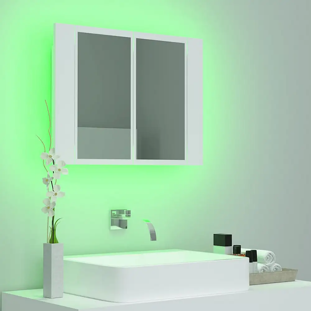 vidaXL Καθρέφτης Μπάνιου με Ντουλάπι LED Λευκός 60x12x45 εκ. Ακρυλικός 834938