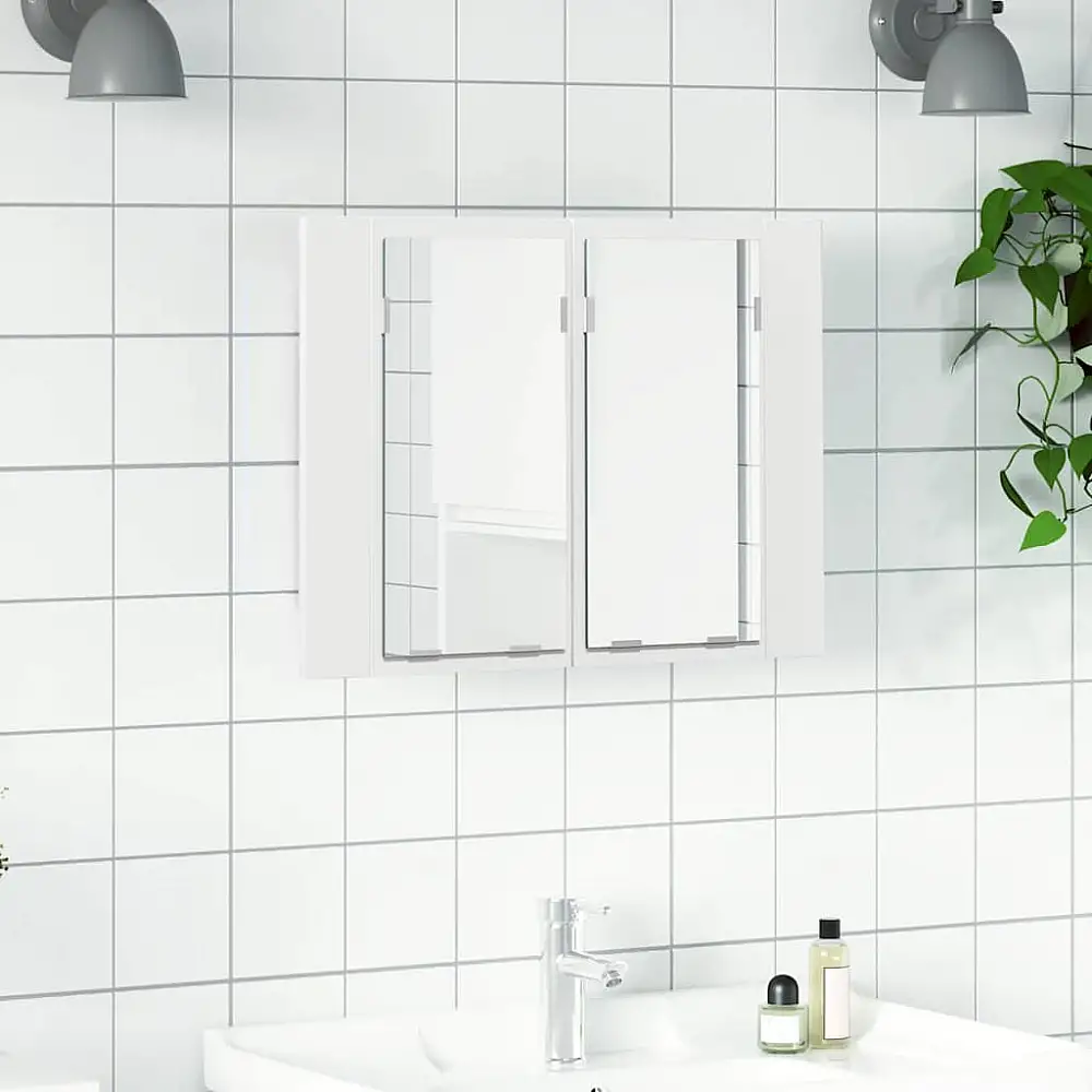 vidaXL Καθρέφτης Μπάνιου με Ντουλάπι LED Λευκός 60x12x45 εκ. Ακρυλικός 834938