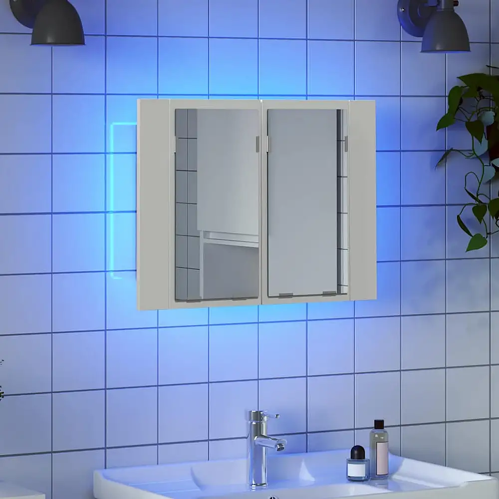 vidaXL Καθρέφτης Μπάνιου με Ντουλάπι LED Λευκός 60x12x45 εκ. Ακρυλικός 834938