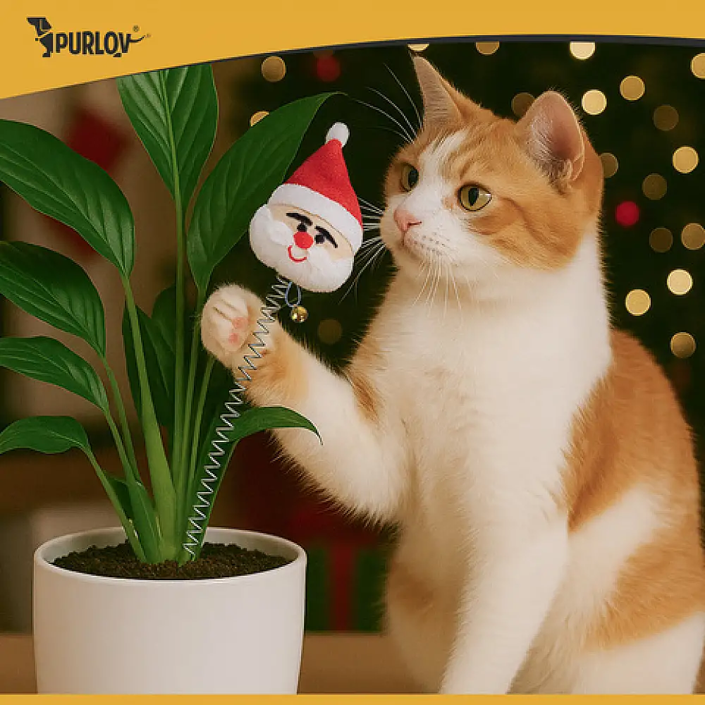 Purlov Χριστουγεννιάτικο Σετ Παιχνιδιών Γάτας 6 Τμχ με Σφαίρες, Ελατήρια & Pompom 26380