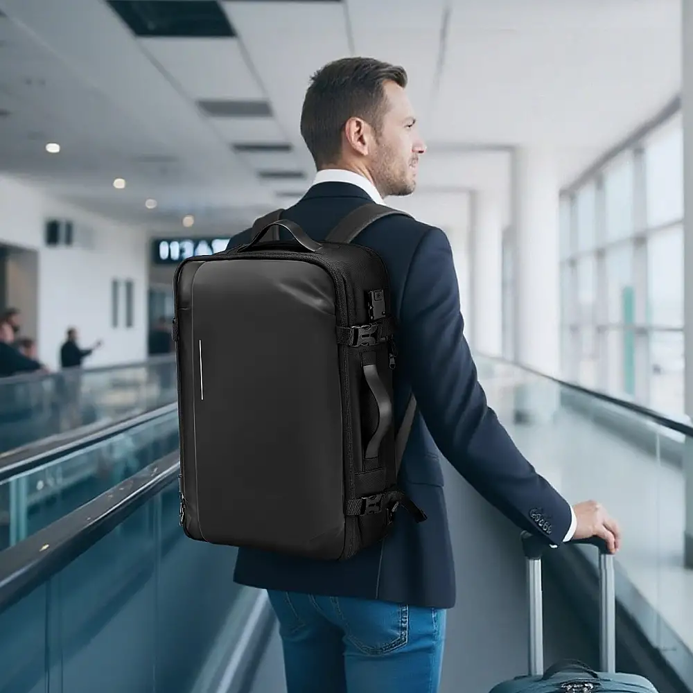 VEVOR Επεκτάσιμο Αδιάβροχο Ταξιδιωτικό Σακίδιο 65L με Κλειδαριά TSA - Μαύρο DBZKLXBBHSWBKXOI3001V0