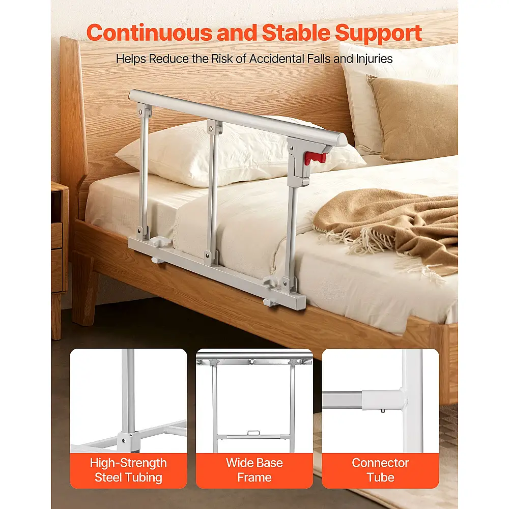 VEVOR Πτυσσόμενο Κάγκελο Κρεβατιού για Ηλικιωμένους - Ρυθμιζόμενο και Αξιόπιστο Υποβοηθητικό Μέσο Πλευράς Κρεβατιού BCBSBCBSKZD7D6RFJ001V0