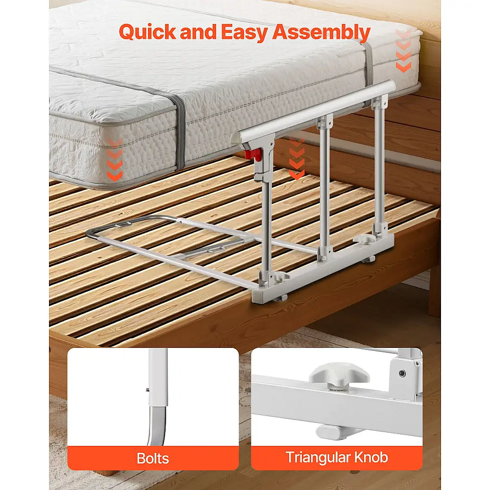 VEVOR Πτυσσόμενο Κάγκελο Κρεβατιού για Ηλικιωμένους - Ρυθμιζόμενο και Αξιόπιστο Υποβοηθητικό Μέσο Πλευράς Κρεβατιού BCBSBCBSKZD7D6RFJ001V0