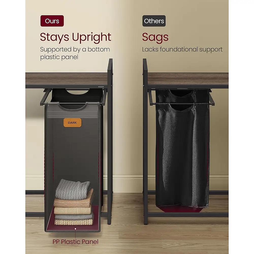 VASAGLE Τροχήλατο Έπιπλο Μπάνιου με 3 Διαχωριστικά Καλάθια Απλύτων 117x33x80.5cm Χωρητικότητας 150 Lτ BLH312B01