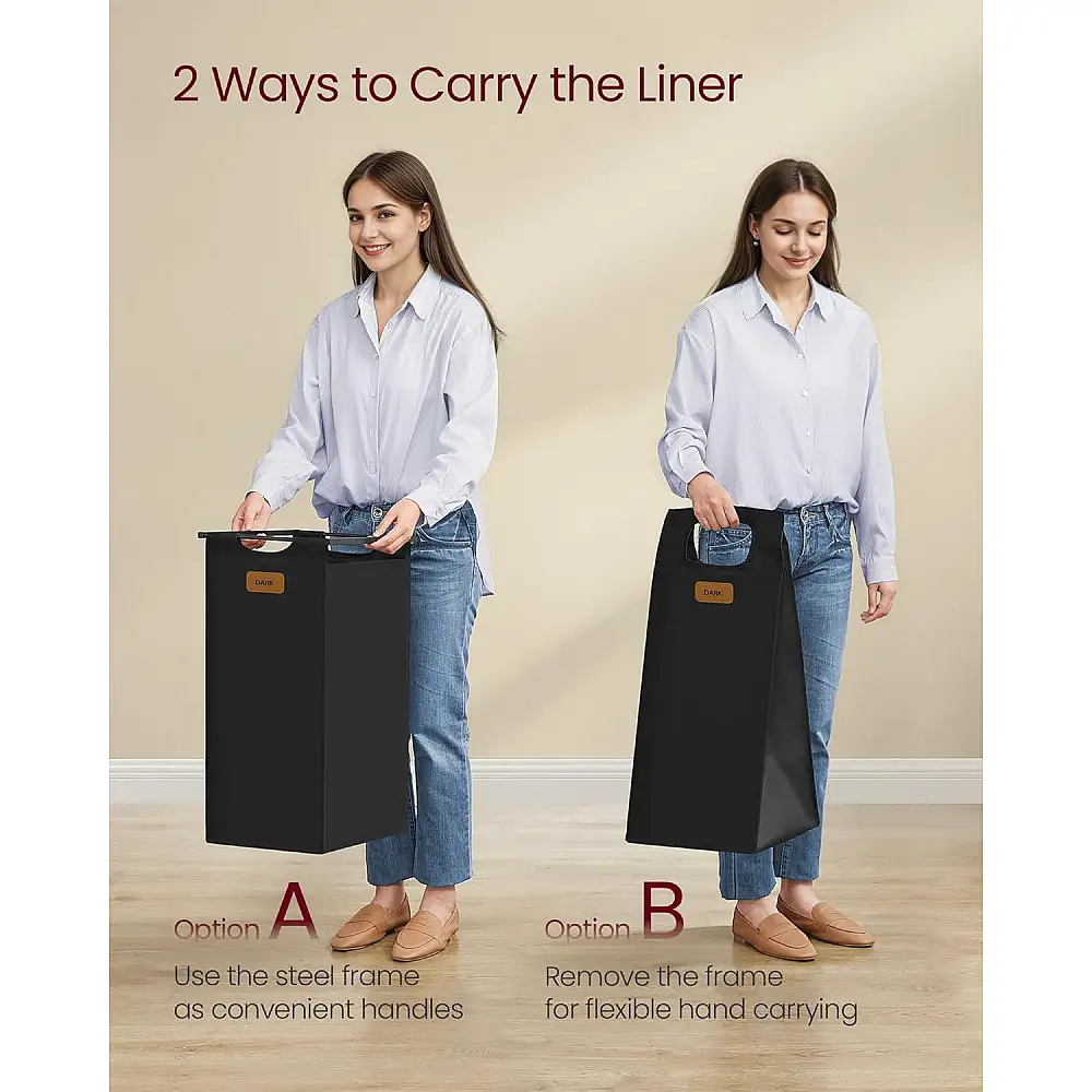 VASAGLE Τροχήλατο Έπιπλο Μπάνιου με 3 Διαχωριστικά Καλάθια Απλύτων 117x33x80.5cm Χωρητικότητας 150 Lτ BLH312B01