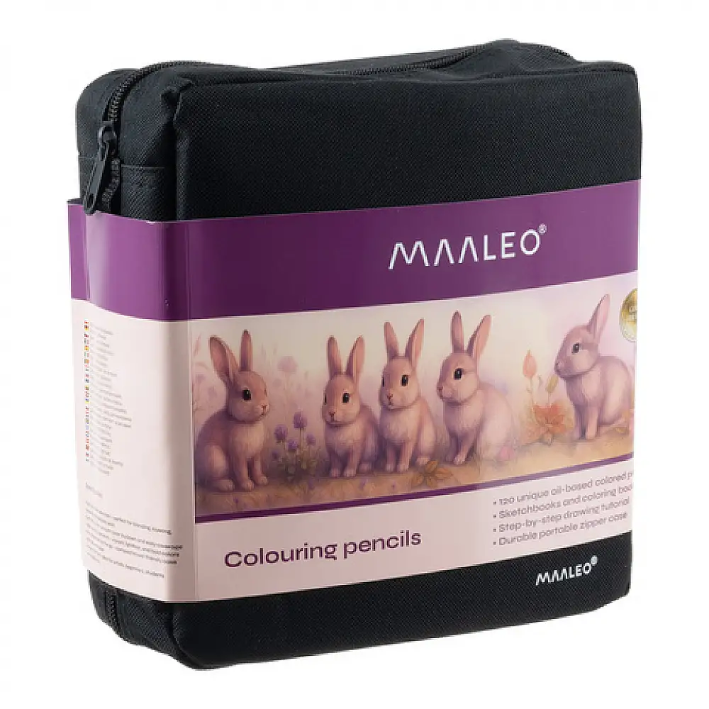 Maaleo Σετ Εικαστικών με Ξυλομπογιές 120 Χρώματα Βιβλίο Ζωγραφικής και Θήκη 21x22x8 cm 26519