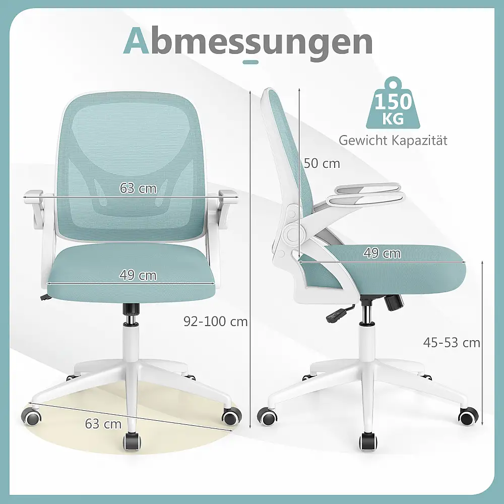 Costway Εργονομική Καρέκλα Γραφείου με Αναδιπλούμενα Μπράτσα και Λειτουργία Ταλάντωσης - Μπλε CB10935NY