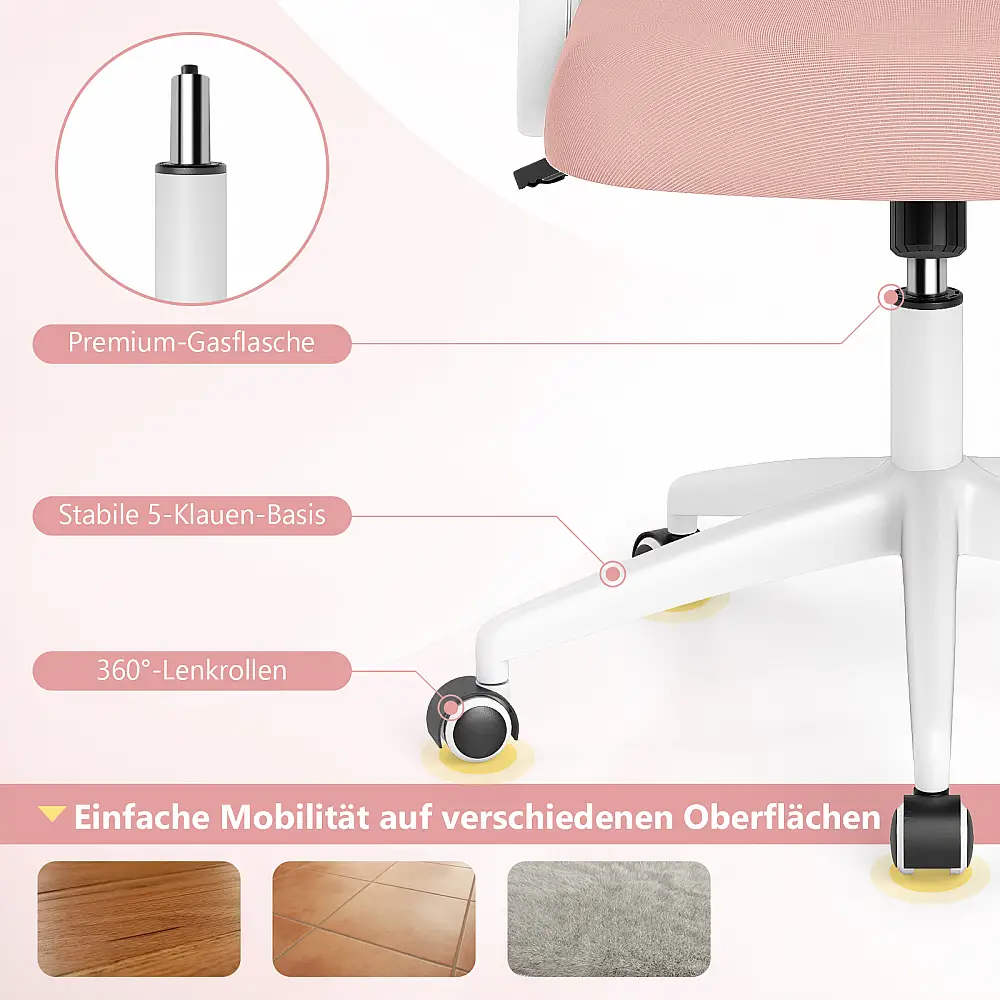 Costway Εργονομική Καρέκλα Γραφείου με Αναδιπλούμενα Μπράτσα και Λειτουργία Κλίσης Ροζ CB10935PI