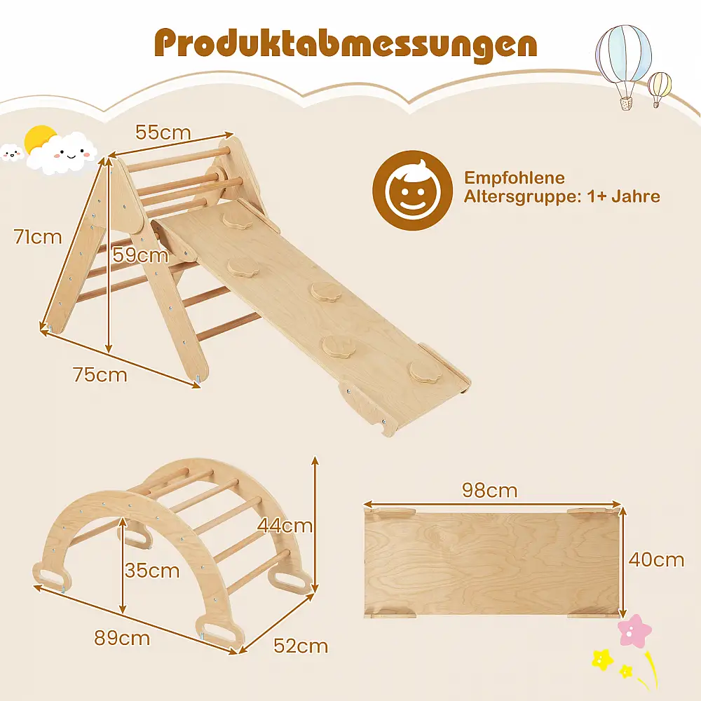 Costway Πολυλειτουργικό Ορειβατικό Τρίγωνο με Τσουλήθρα και Αναρριχητική Αψίδα TS10167MT-NA